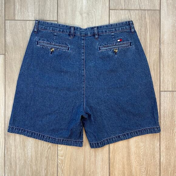 Tommy Hilfiger Denim Shorts Men's 36 Blue Jean Pleated Vintage Y2K Logo Casual - Picture 2 of 7